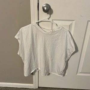 C&C Basic Cropped White Cotton Tee